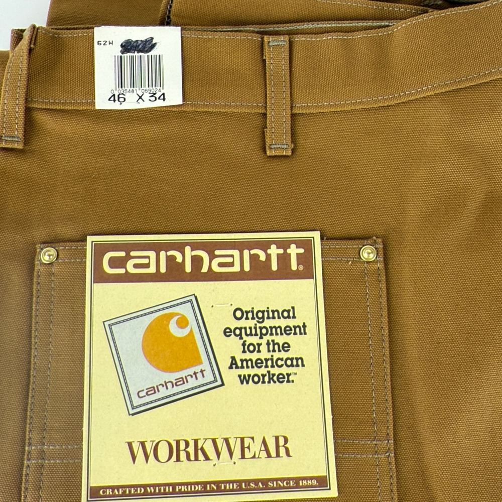 Carhartt Double Front Work Dungaree Pants Mens 46x34 62W Brown NWT NOS